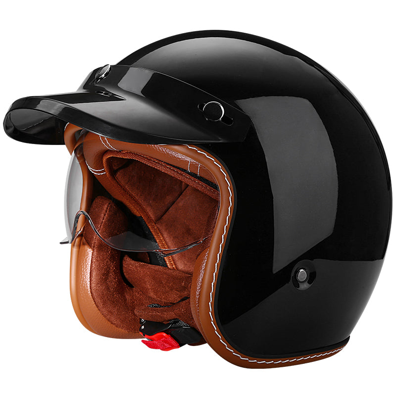 DOT Certificated Dual HD Lens All Seasons Cool Open Face 3/4 Motorbike ABS Retro Motorcycle Helmets for Men