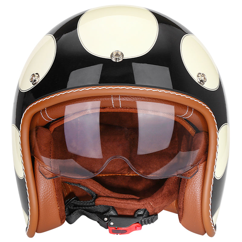 DOT Certificated Dual HD Lens All Seasons Cool Open Face 3/4 Motorbike ABS Retro Motorcycle Helmets for Men