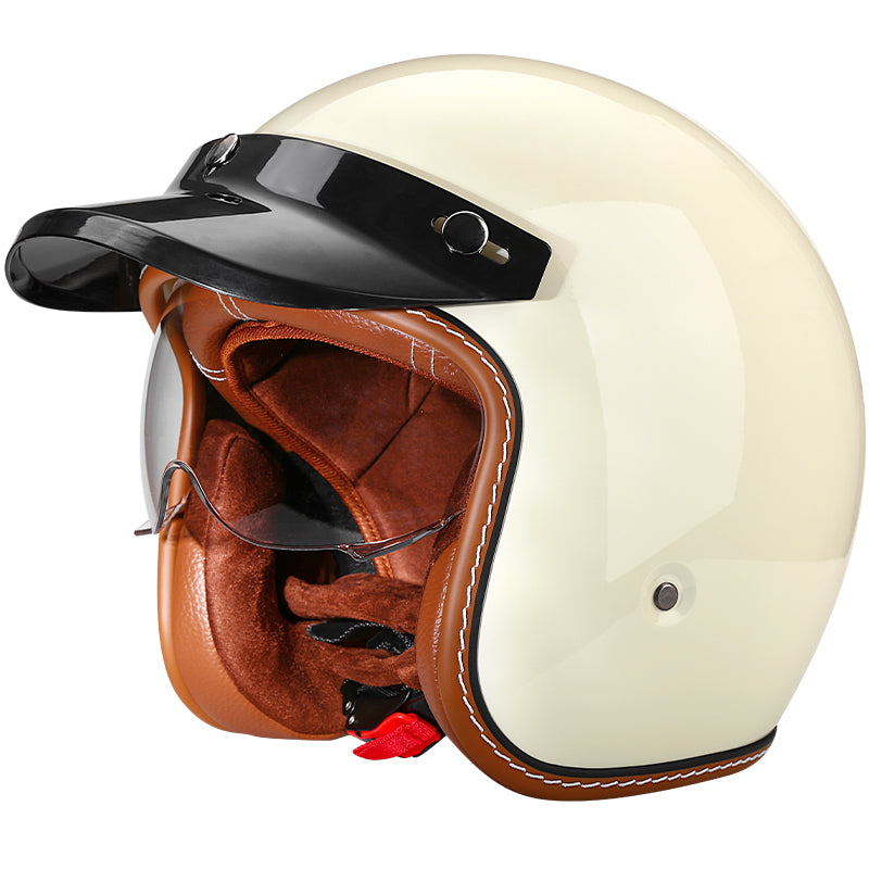 DOT Certificated Dual HD Lens All Seasons Cool Open Face 3/4 Motorbike ABS Retro Motorcycle Helmets for Men