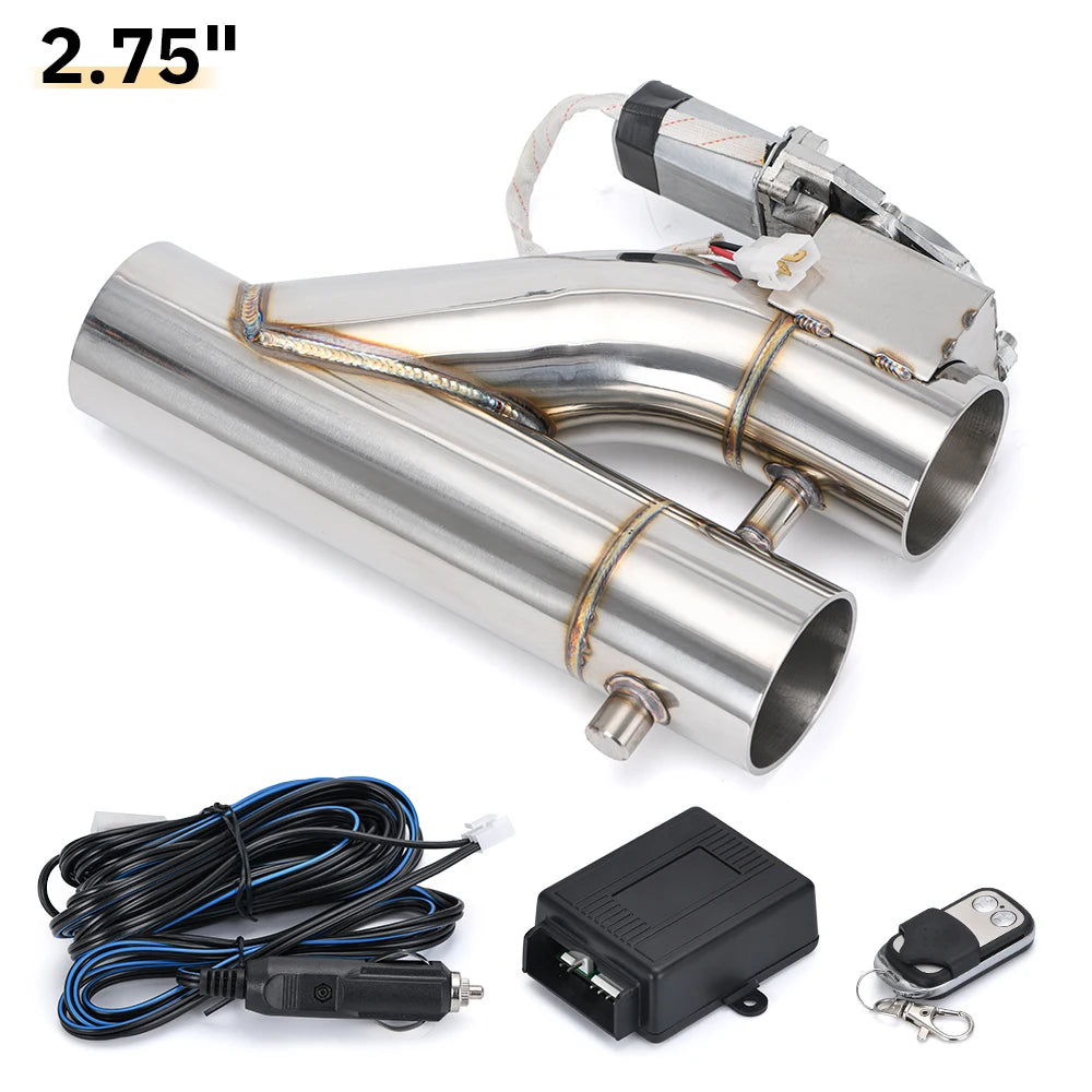 Universal Stainless Steel 304 2.0" 2.25" 2.5" 3" Dual-Valve Electric Exhaust Downpipe Cutout With Remote Wireless Accessories