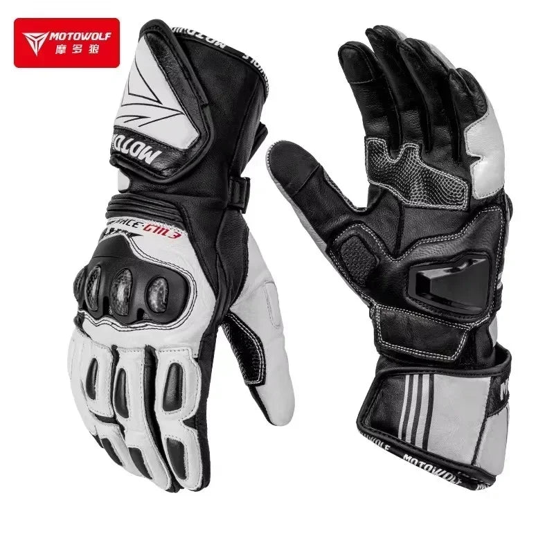 Genuine Leather Motorcycle GM3 Men's Windproof Motorcycle Gloves Gloves Touch screen Long Version Dirt Bike Motocross Racing