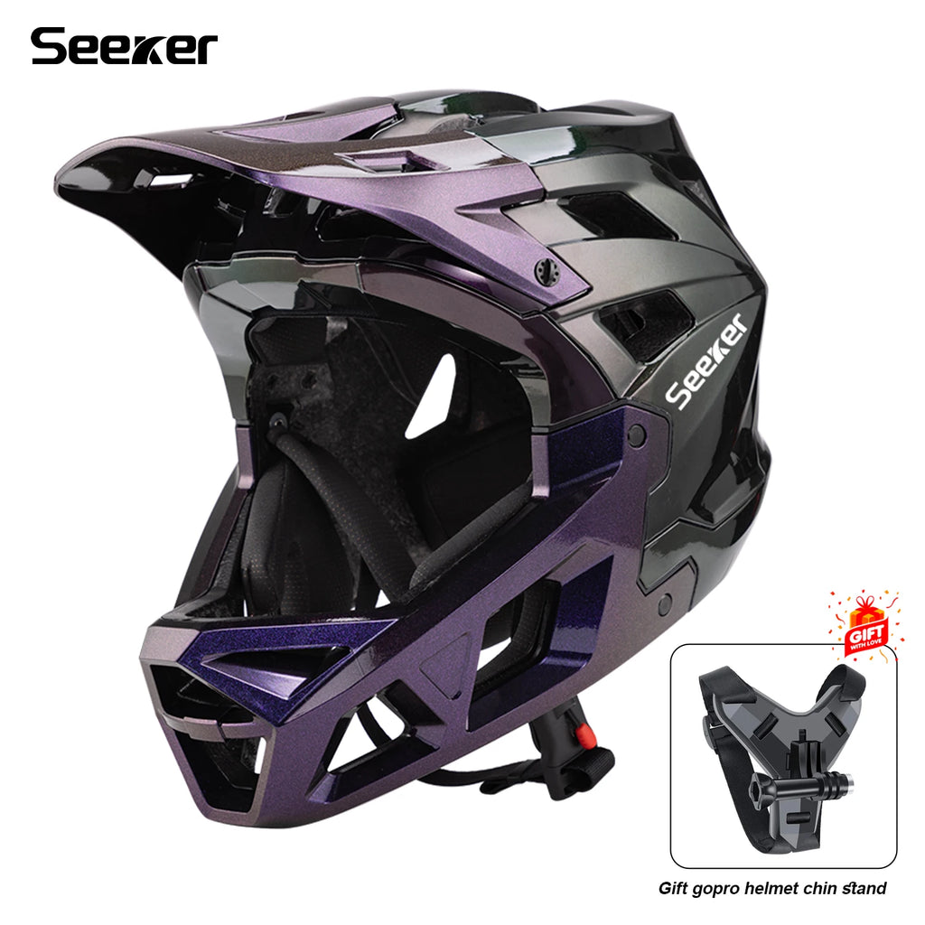 SEEKER mountain bike off-road helmet downhill outdoor men and women off-road full helmet magnetic lock buckle full-cover helmet