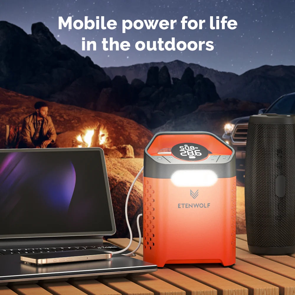 ETENWOLF ZEPHYR V3 Portable Car Compressor 160 PSI 100% Duty Cycle Car Tire Inflator 7800mAh For Cars Motorcycles Bicycles Balls