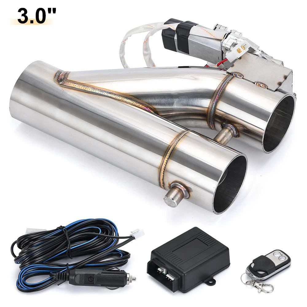 Universal Stainless Steel 304 2.0" 2.25" 2.5" 3" Dual-Valve Electric Exhaust Downpipe Cutout With Remote Wireless Accessories