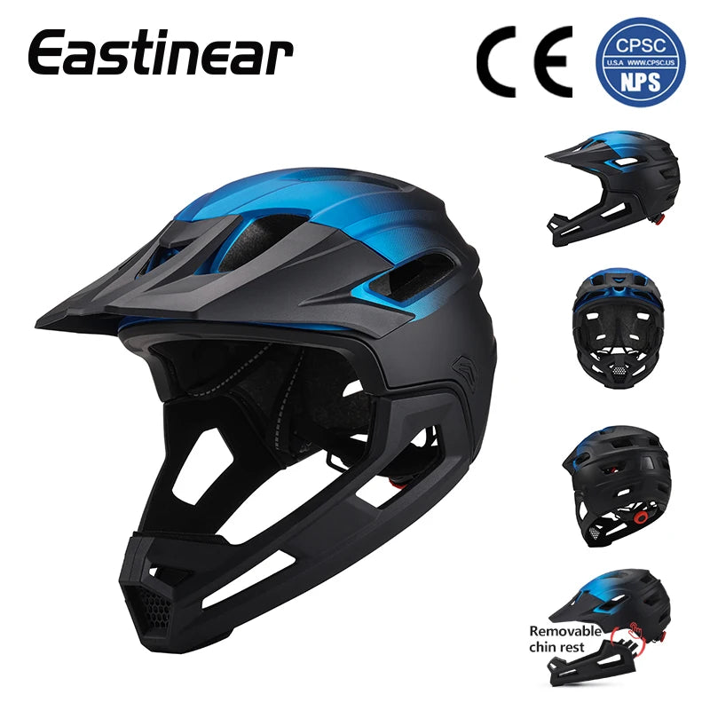 Eastinear's New Adult Bicycle Mountain Bike Helmet Full Face Detachable One-piece Motorcycle Riding Safety Helmet Head Protectio