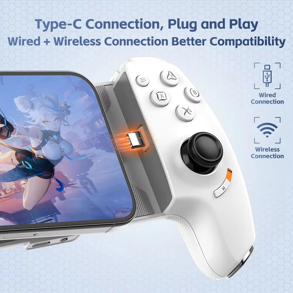 Gamwing Mobile Phone Game Controller Gamepad Joystick Type-C Wired & BT Compatible with Android, iOS for iPhone15 Series