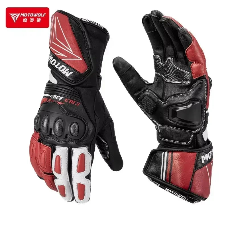 Genuine Leather Motorcycle GM3 Men's Windproof Motorcycle Gloves Gloves Touch screen Long Version Dirt Bike Motocross Racing
