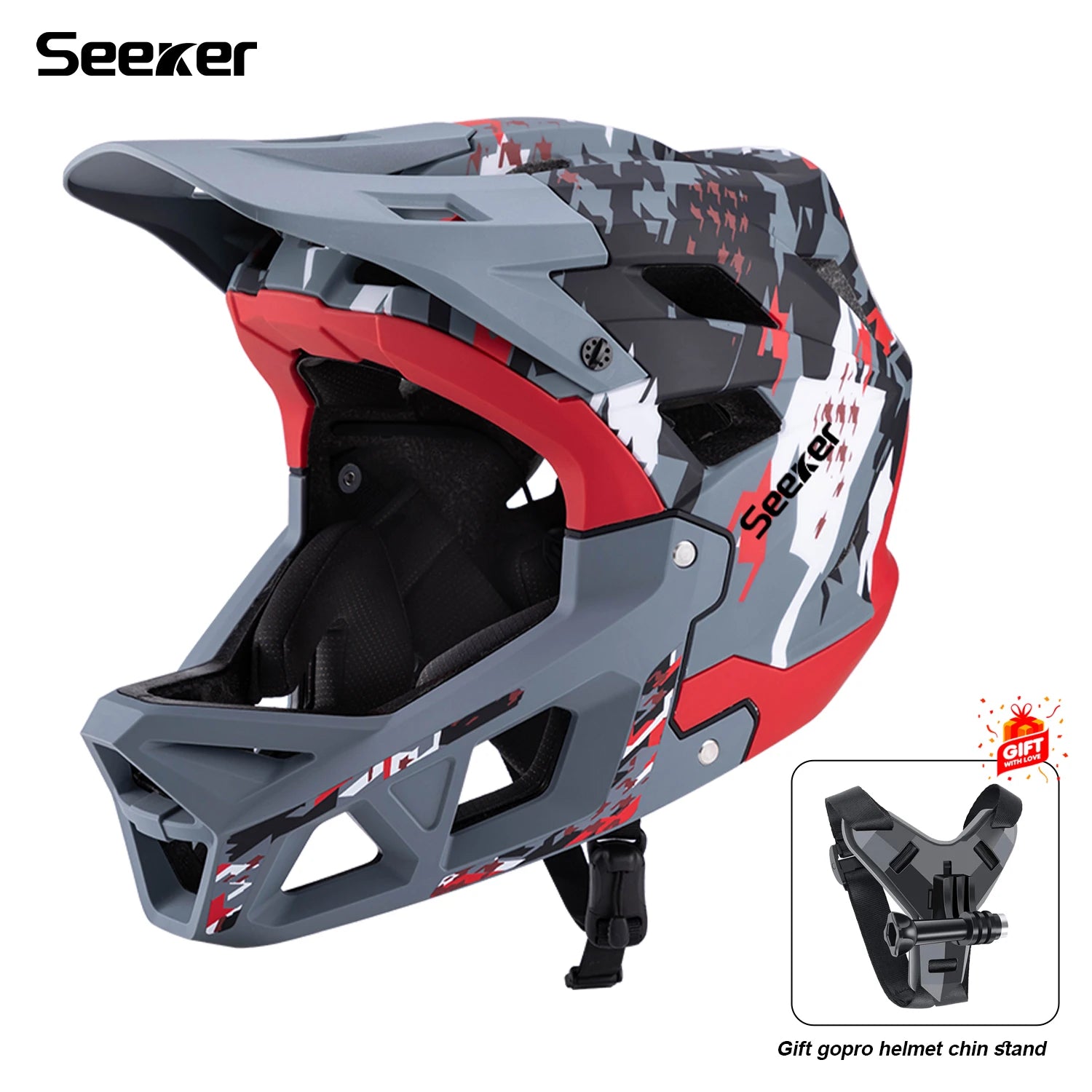 SEEKER mountain bike off-road helmet downhill outdoor men and women off-road full helmet magnetic lock buckle full-cover helmet