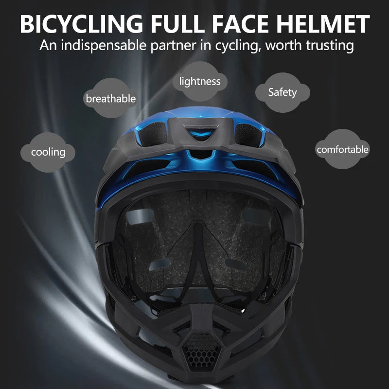Eastinear's New Adult Bicycle Mountain Bike Helmet Full Face Detachable One-piece Motorcycle Riding Safety Helmet Head Protectio