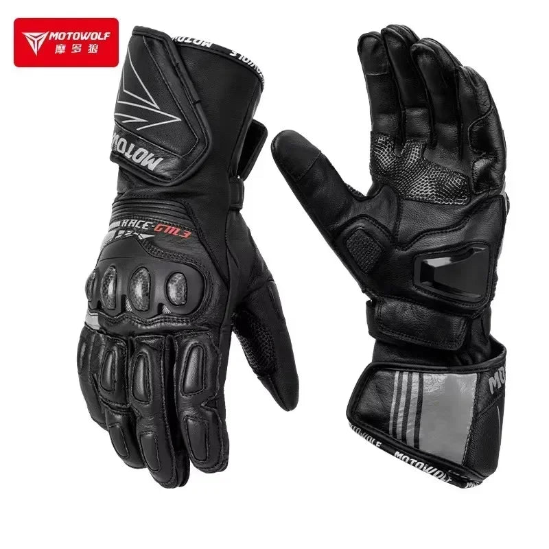 Genuine Leather Motorcycle GM3 Men's Windproof Motorcycle Gloves Gloves Touch screen Long Version Dirt Bike Motocross Racing
