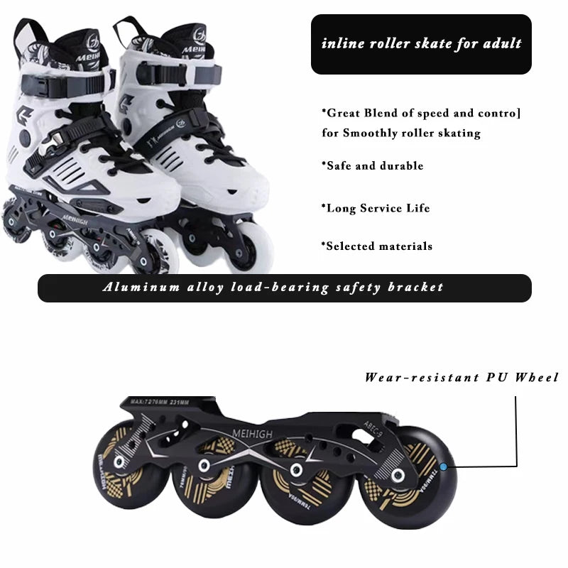 Competitive Adult Roller Skates College-In-Line Fancy Roller Skates Mesh Inner Single-Row Competitive Wheel