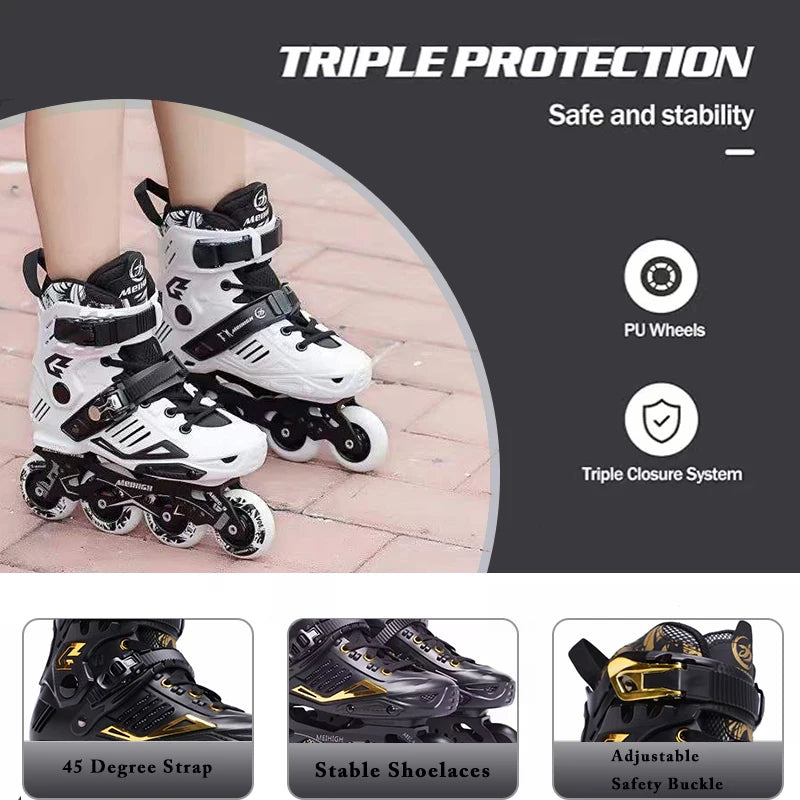 Competitive Adult Roller Skates College-In-Line Fancy Roller Skates Mesh Inner Single-Row Competitive Wheel