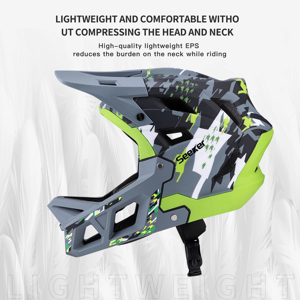 SEEKER mountain bike off-road helmet downhill outdoor men and women off-road full helmet magnetic lock buckle full-cover helmet