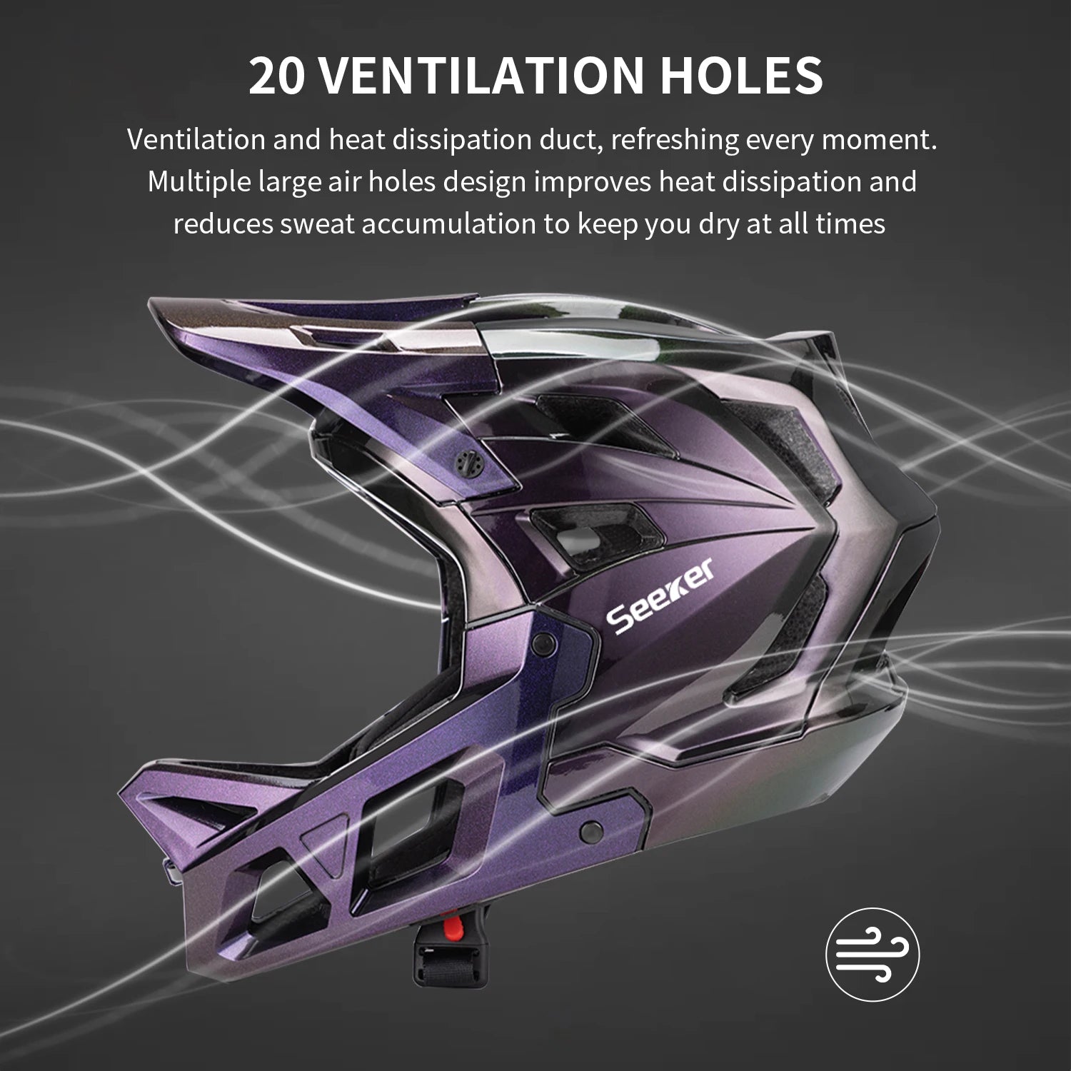 SEEKER mountain bike off-road helmet downhill outdoor men and women off-road full helmet magnetic lock buckle full-cover helmet