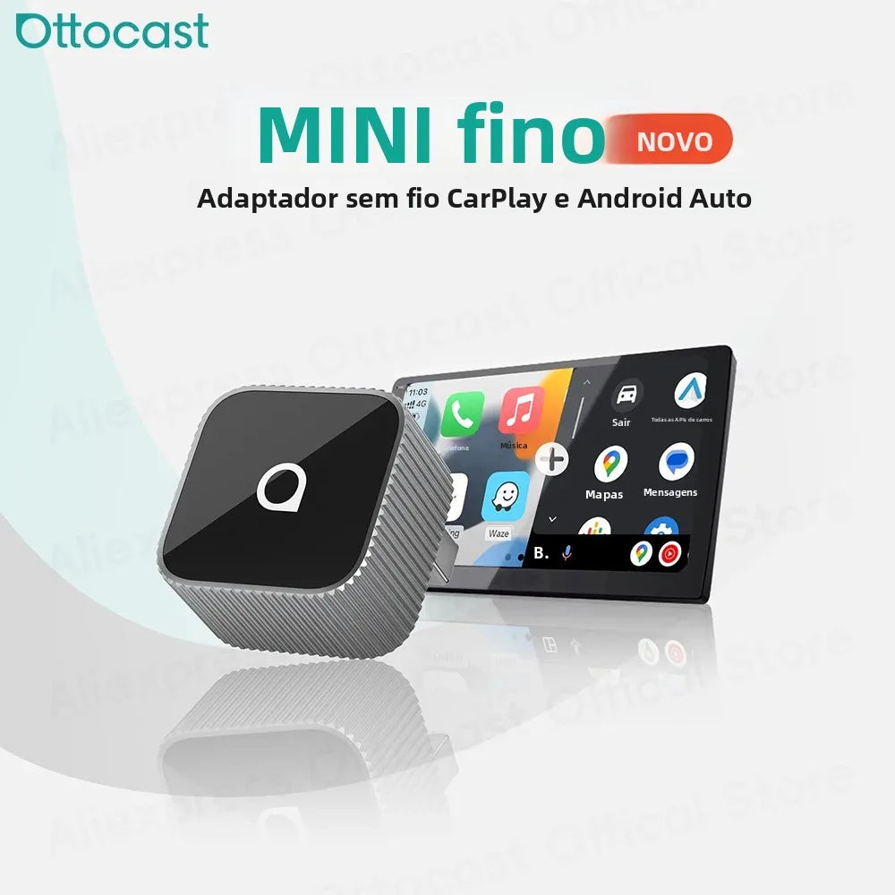 OTTOCAST Mini Slim Cube Wireless CarPlay Android Auto Adapter 2 in 1 USB AI Car Accessories for VW Haval Audi Kia Porsche Lexus