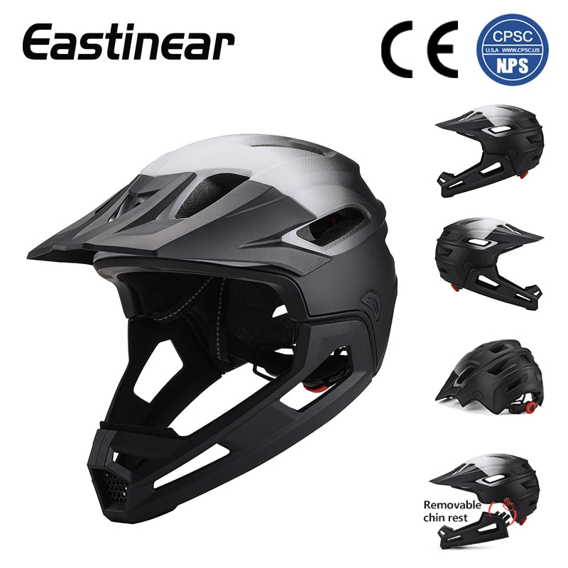 Eastinear's New Adult Bicycle Mountain Bike Helmet Full Face Detachable One-piece Motorcycle Riding Safety Helmet Head Protectio
