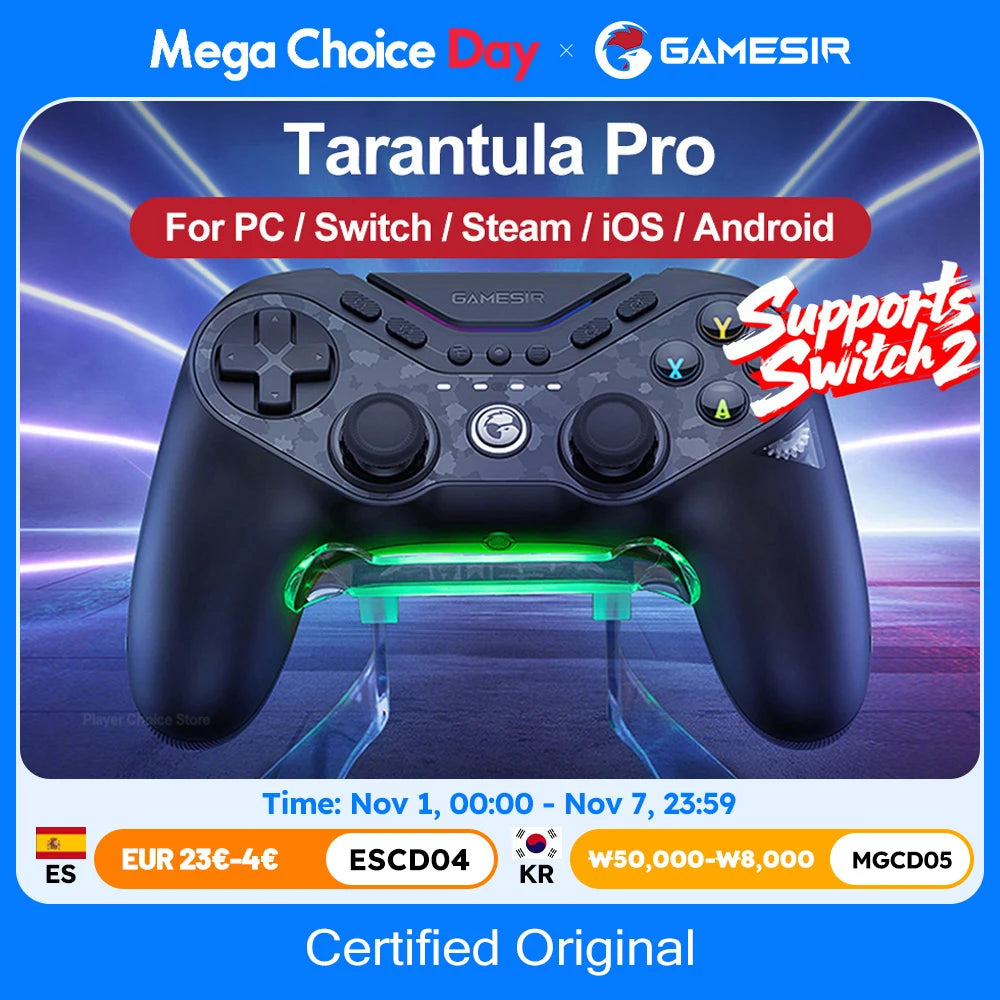 GameSir Tarantula Pro Gamepads PC for Nintendo Switch 2 Switch Android iOS TMR Hall sticks NFC 6 axis Gyro 9 Programmable Button