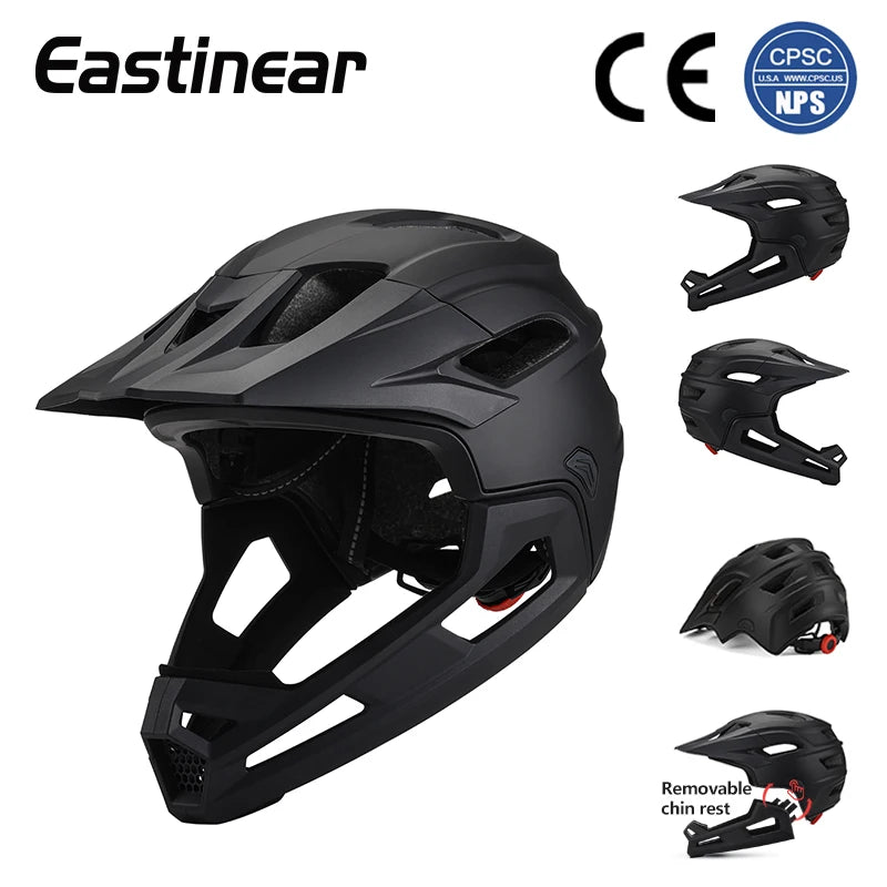 Eastinear's New Adult Bicycle Mountain Bike Helmet Full Face Detachable One-piece Motorcycle Riding Safety Helmet Head Protectio