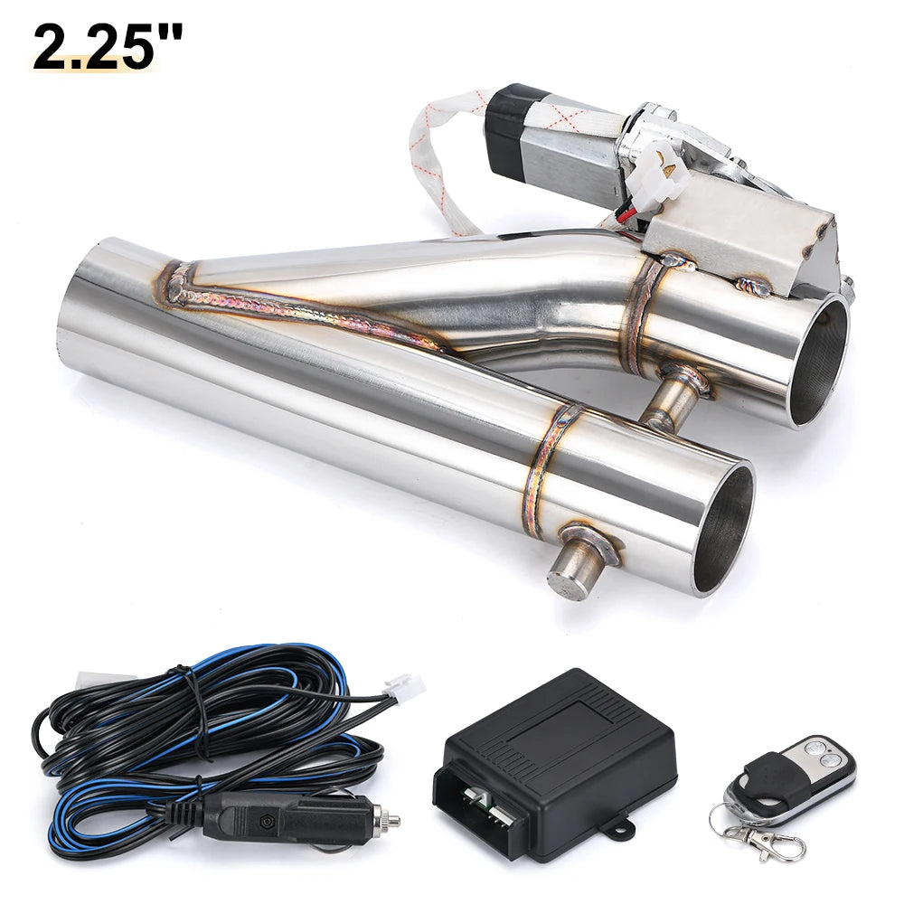 Universal Stainless Steel 304 2.0" 2.25" 2.5" 3" Dual-Valve Electric Exhaust Downpipe Cutout With Remote Wireless Accessories