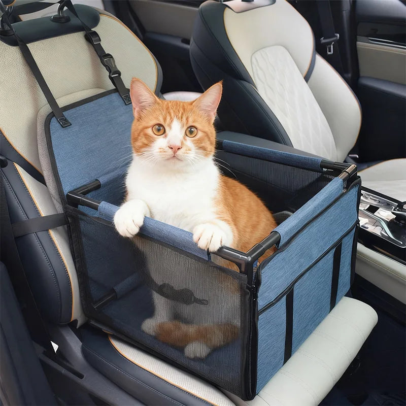 Pet Dog and Cat Safety Car Seat  Cover Foldable Hammock Pet Harness Cat Bag Basket Stable and Foldable Travel Dog Car Seat