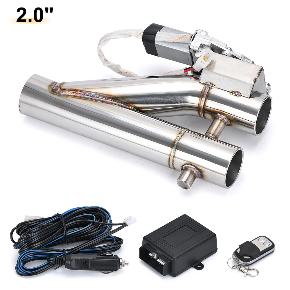 Universal Stainless Steel 304 2.0" 2.25" 2.5" 3" Dual-Valve Electric Exhaust Downpipe Cutout With Remote Wireless Accessories