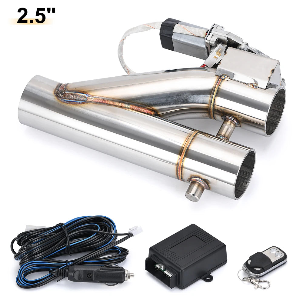 Universal Stainless Steel 304 2.0" 2.25" 2.5" 3" Dual-Valve Electric Exhaust Downpipe Cutout With Remote Wireless Accessories