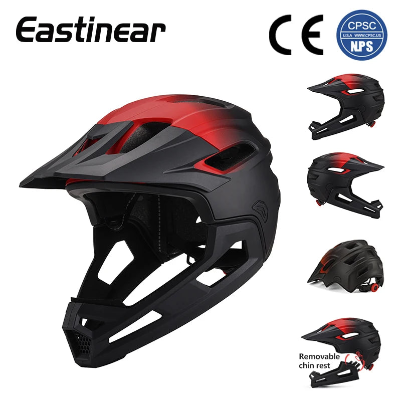 Eastinear's New Adult Bicycle Mountain Bike Helmet Full Face Detachable One-piece Motorcycle Riding Safety Helmet Head Protectio