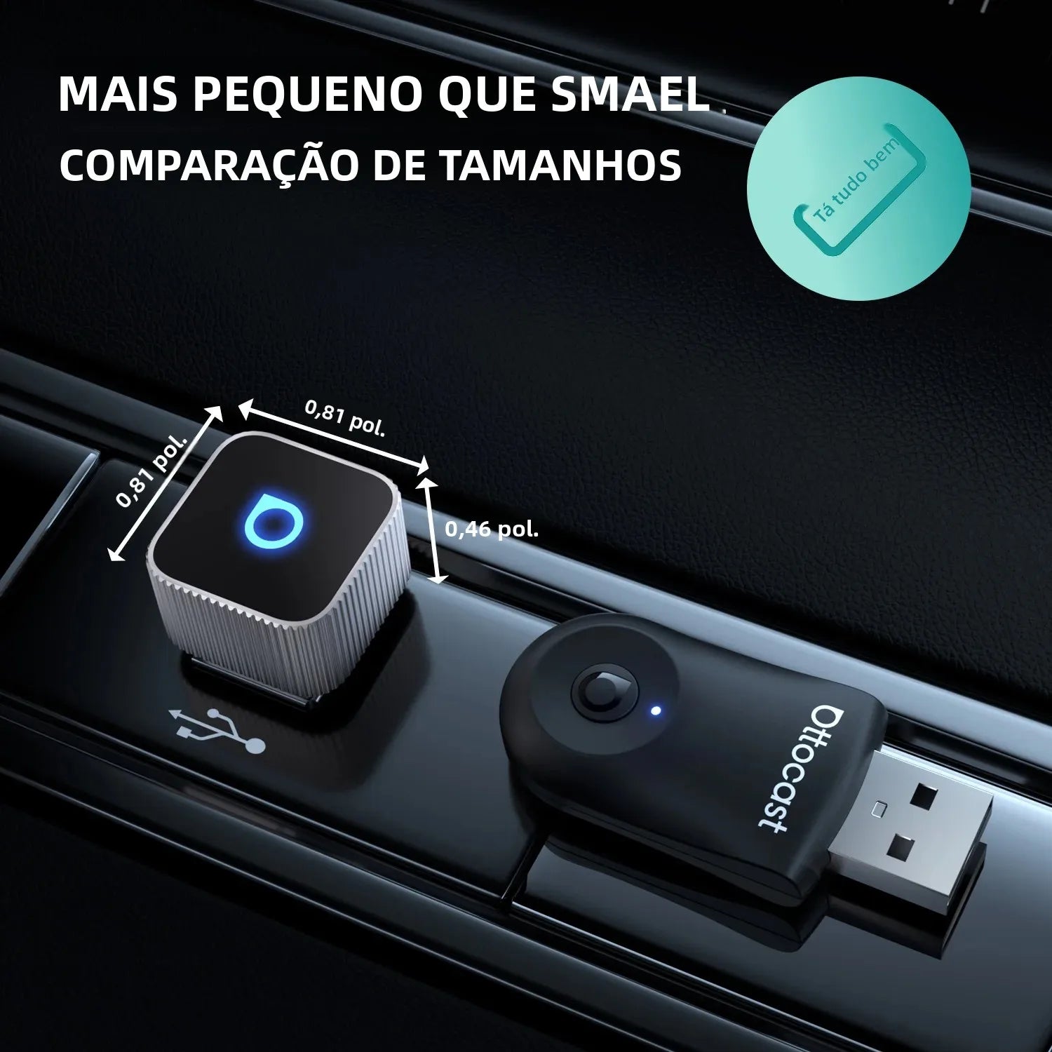 OTTOCAST Mini Slim Cube Wireless CarPlay Android Auto Adapter 2 in 1 USB AI Car Accessories for VW Haval Audi Kia Porsche Lexus